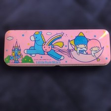 Vintage Sanrio Little Twin Stars Tin Pencil Case 1984 Kiki Lala Made in Japan