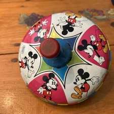 VINTAGE 1975 CHEIN WALT DISNEY MICKEY MOUSE METAL SPINNING TOP TOY