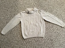 Janie and Jack Boys Cream Knit Shawl Collar Pullover Sweater Size 8