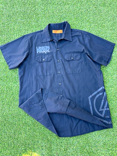 Vintage Y2K Linkin Park Security Worker Shirt Dickies Button Up Meteora Metal XL - product listing photo