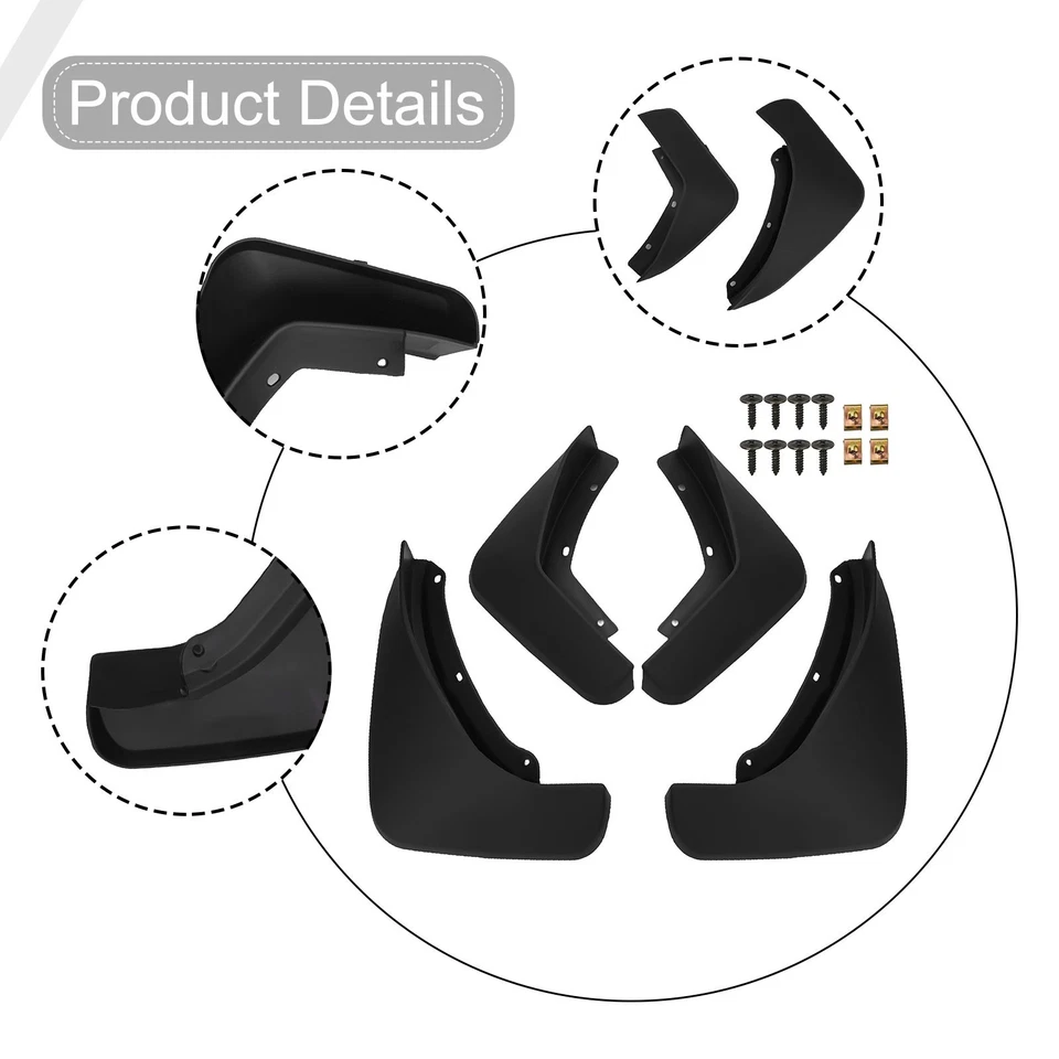 Mud Flaps Outdoor Garden 1 Set ABS About 700G Black Car Body Front + Rear - Image 3 of 4