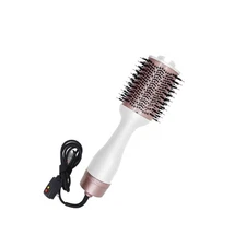 .White 2 In 1 Hair Dryer Brush Negative Ion Volumizing Straightener Blow Dryer