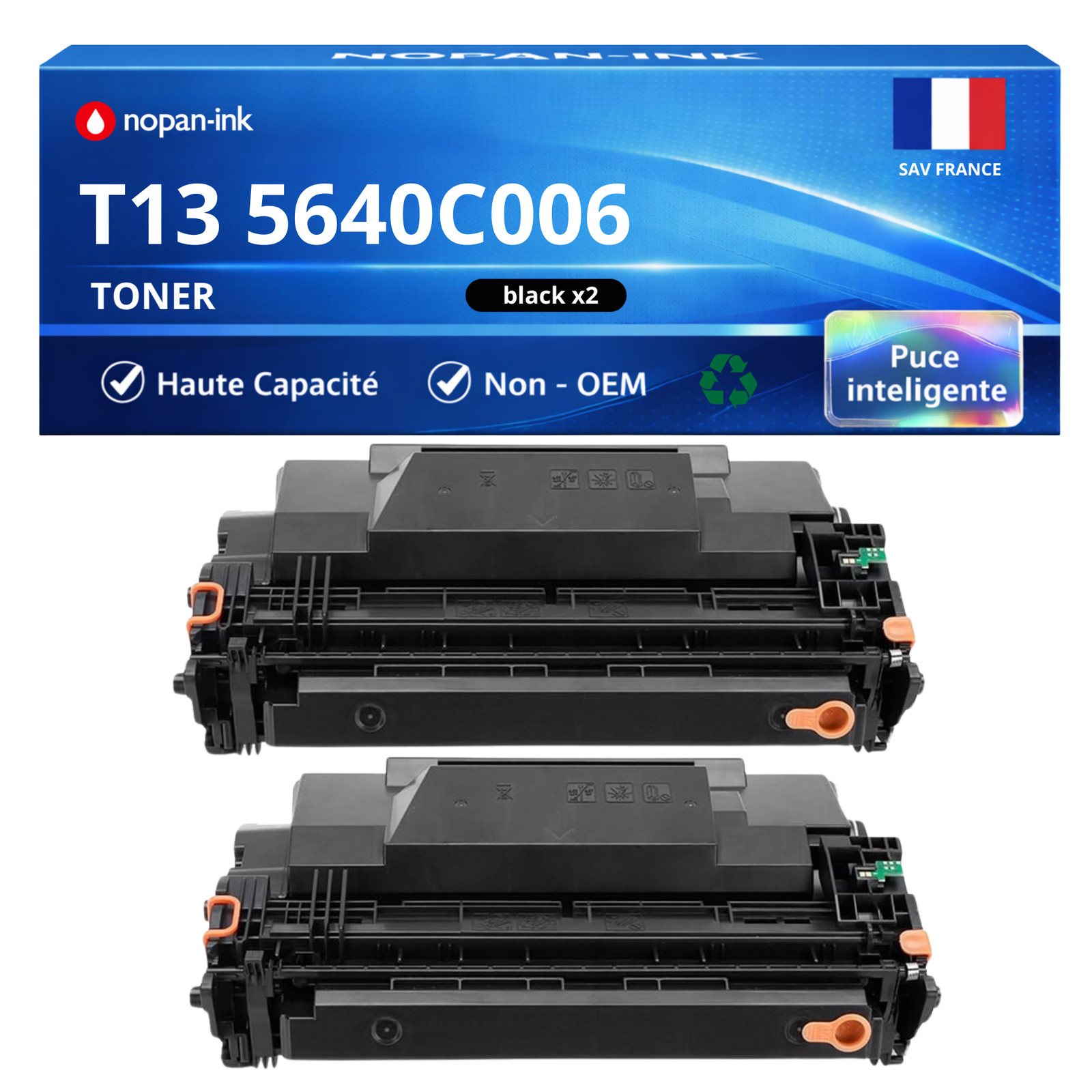 Toner Canon T13 noir 5640C006 pack de 2 recharge encre laser pour impression monochrome grand volume