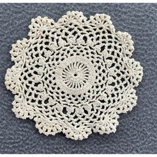 Vintage Handmade Crochet Doily Round Cream Lace Table Decor Accent