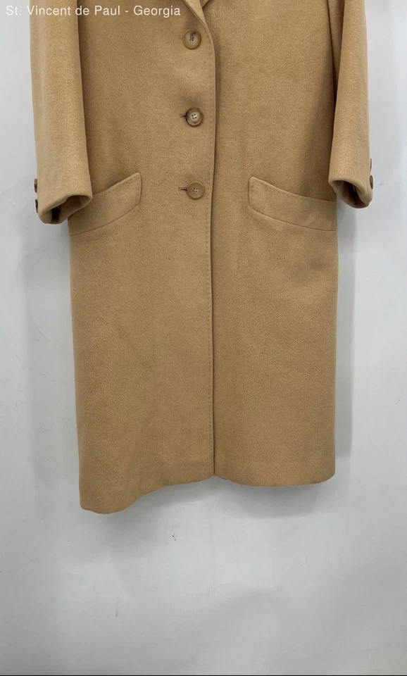 Fleurette Beige Long Notch Shawl Collar Overcoat Women's 2 100% Camel Hair - Image 2 of 4