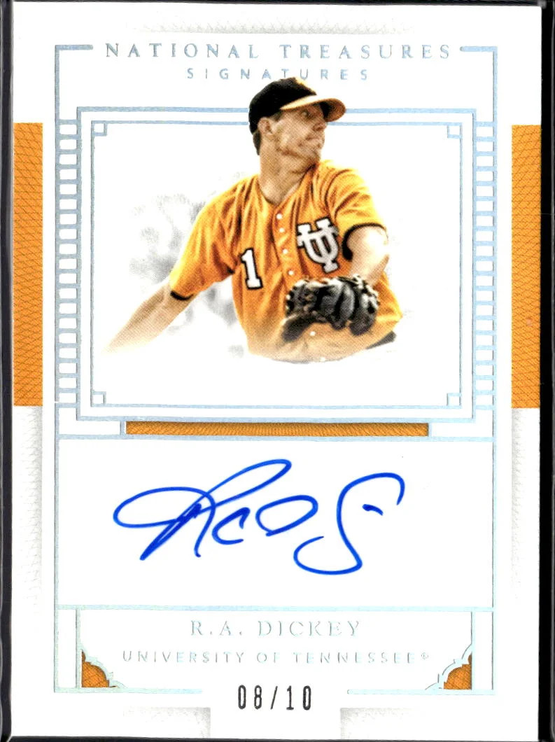 R.A. Dickey 2016 National Treasures Auto Autograph 8/10 Tennessee Volunteers