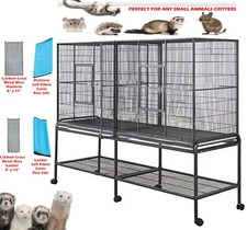 LARGE 54" Double Dividered Cage For Guinea Pig Ferret Glider Rat Mice Chinchilla