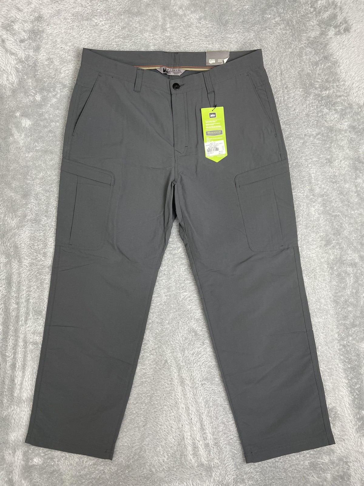 REI Adventures Cargo Pants Men 36x30* Gray Nylon Quick Dry Travel Hiking Outdoor