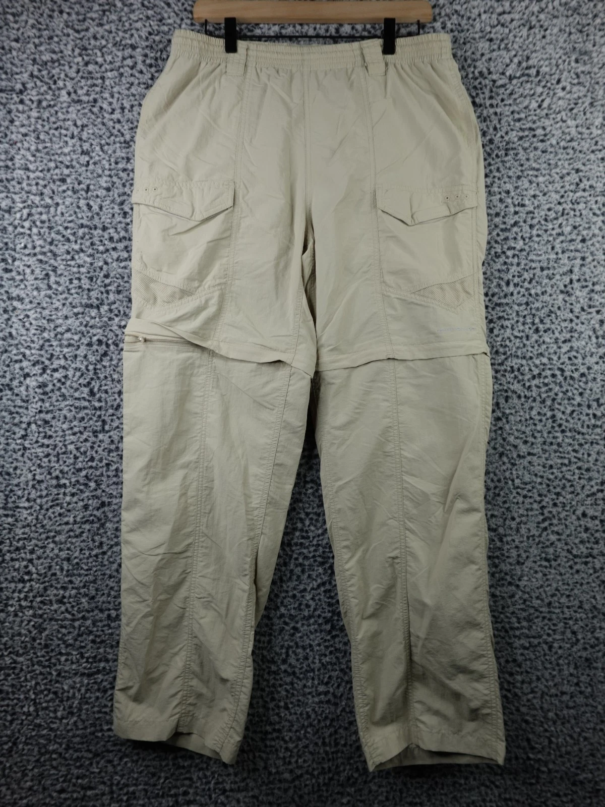 Columbia Pants Mens M Tan PFG Cargo Convertible Straight Hiking Outdoor Nylon