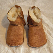 Baby Bootie B10310 Neugeborene Booties Wildleder Lammfellfutter Braun/Beige