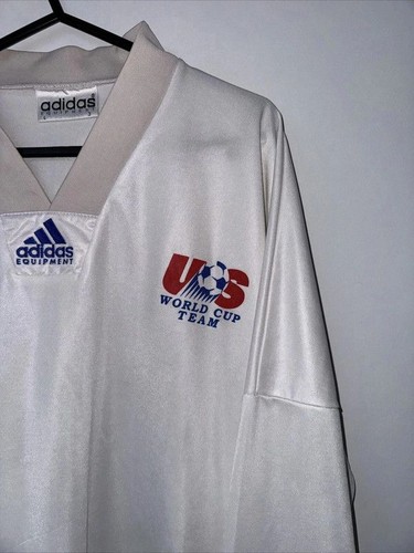 Original USA 1992-1994 Player Issue Home Long Sleeve Football Shirt #16 Adidas L - Picture 3 of 20