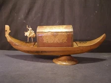 Vtg Gondola Boat Ship Music Box Cigarette Dispenser Automoton Dancer Mechanical