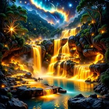 Landscape Diamond Art Kits for Adults,Waterfall 5D Diamond Painting Kits 14x14