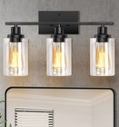 Bathroom Light Fixtures, 3-Light Vanity Lights, Black Bathroom Vanity Light w...