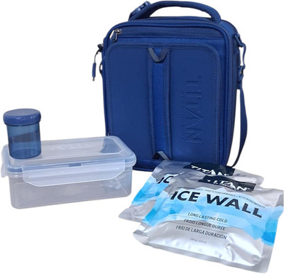 Insulated Expandable Lunch Box with Ice Walls & Leak-Proof Lining - Black