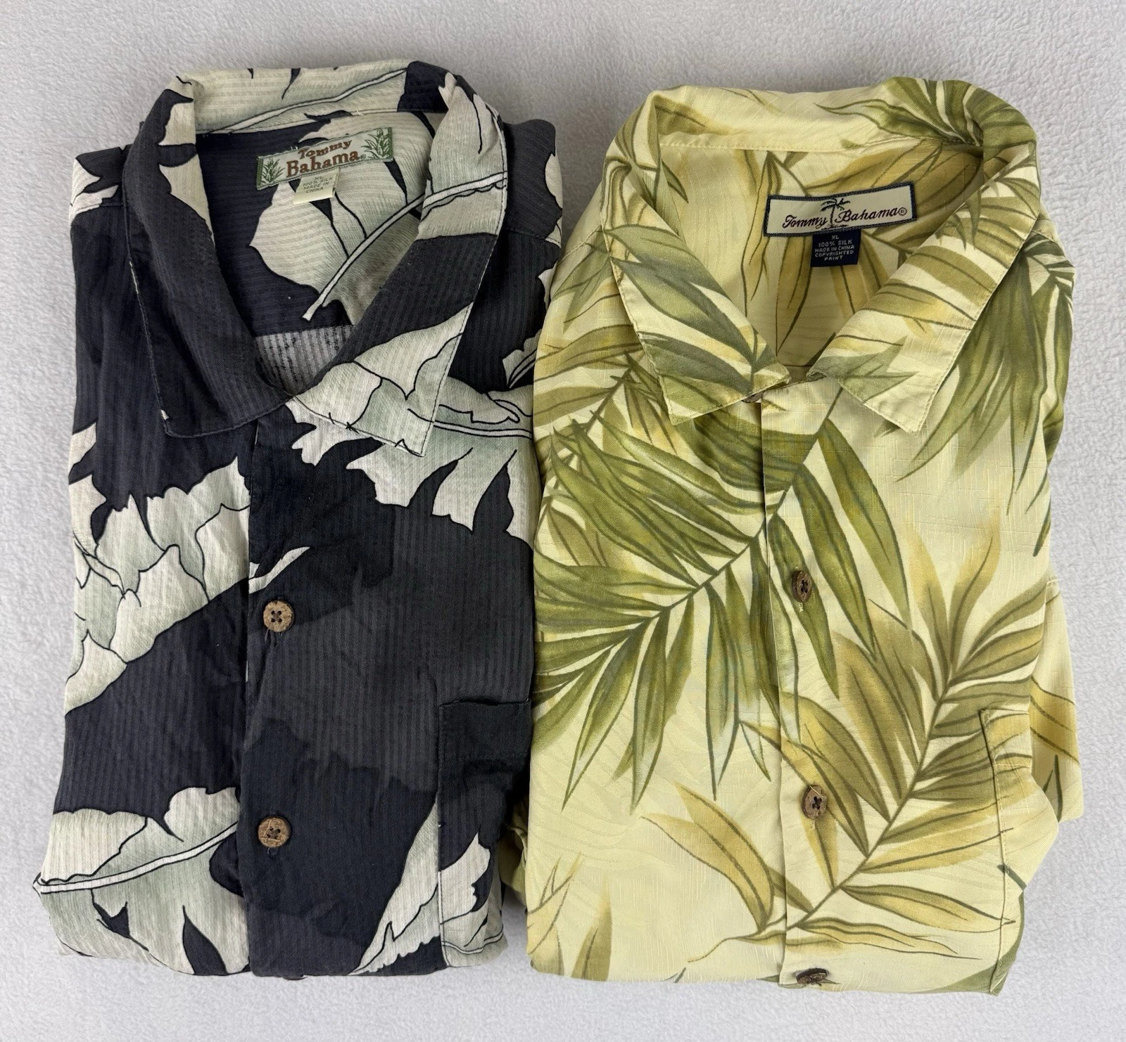 Lot Of 2 Tommy Bahama Silk Loop Collar Shirt Mens XL Tropical Floral Palm