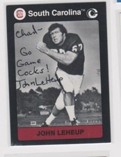 JOHN LEHEUP SOUTH CAROLINA UNIVERSITY  PERSONALIZED AUTOGRAPHED CARD ROUGH SHAPE