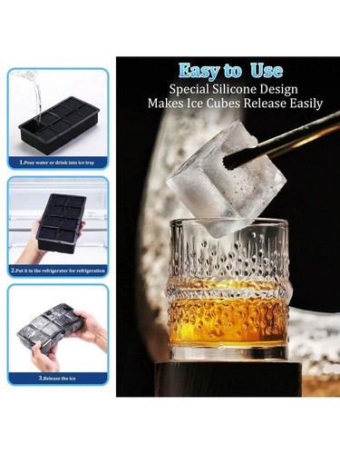 Bandeja grande para cubitos de hielo cuadrada para hacer cubitos de hielo de silicona bandeja para cubitos de hielo antiguos... - Imagen 4 de 7