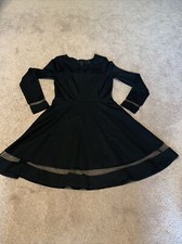 LuLu’s Lulus Black Long Sleeve Dress Mesh Details Lined