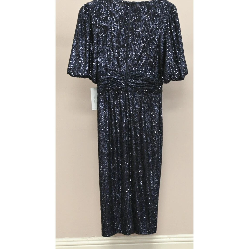 Teri Jon | Vestido midi azul con lentejuelas | Talla 10 Foto 2 de 4