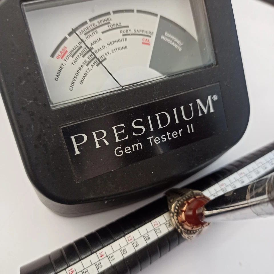 Мужское кольцо винтажное серебро 925 ретро ар-деко возрождение 11 красный камень заявление подарок - Изображение 3 из 4