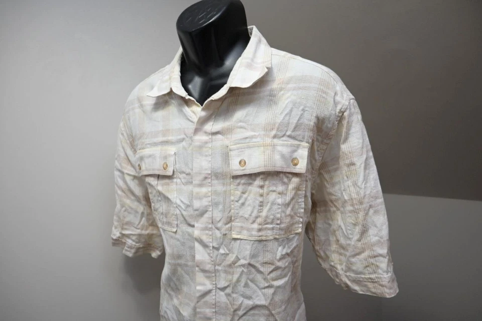 Sean John Linen Blend Button Up Shirt Front Pockets Plaid Mens Sz 2XL - Image 3 of 4