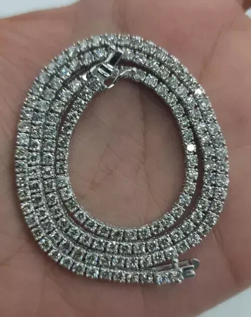 3mm 14K White Gold Plated Lab Created Round Cut Diamond Women's Tennis Necklace