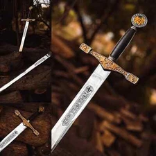 Medieval Templar Knight Crusader 30" Sword with Scabbard Renaissance Cosplay