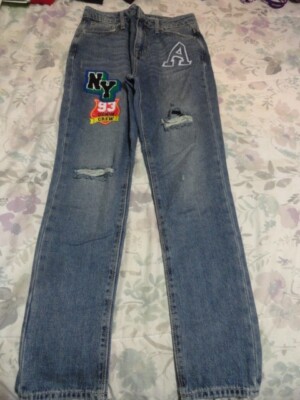 Ladies No Boundaries Distressed Patch Jeans - SZ 5 | eBay