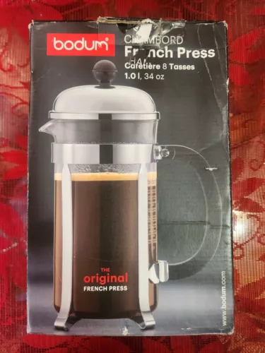 BODUM - Chambord French Press Coffee Maker, 8-Cup/34 Oz, Stainless Steel/Black