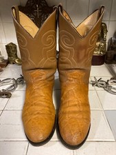 Justin 3016 Vintage USA Made African Safari Exotic Print Gold Leather Boots 8.5D