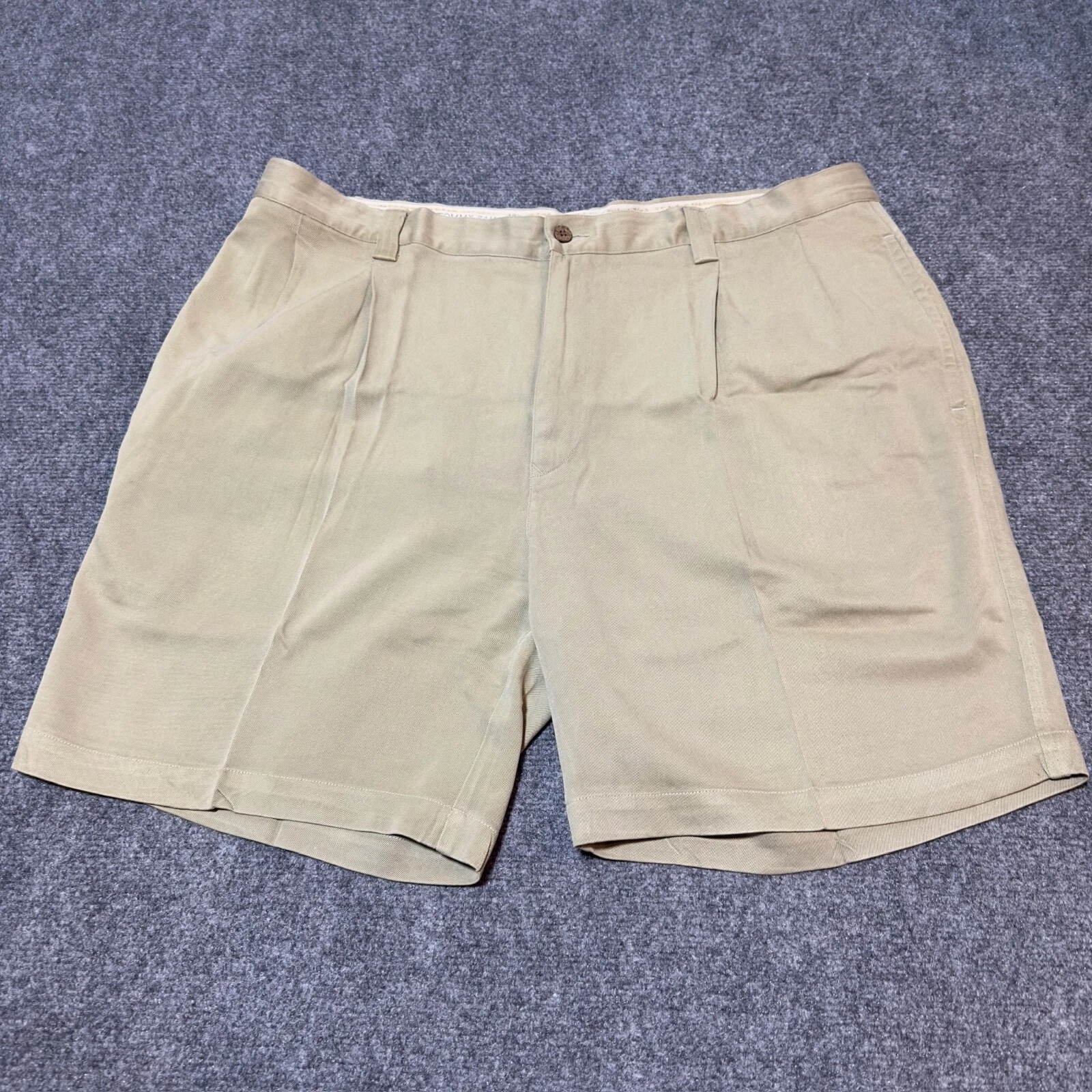Tommy Bahama Shorts Mens 40 Khaki Silk Chino Pleated High Rise Slash Pockets