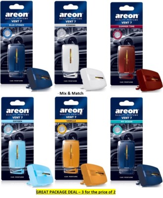 AREON Car Perfume I Vent Clip AC and Fan Air Freshener I 7 Scents I (Pack of 3)