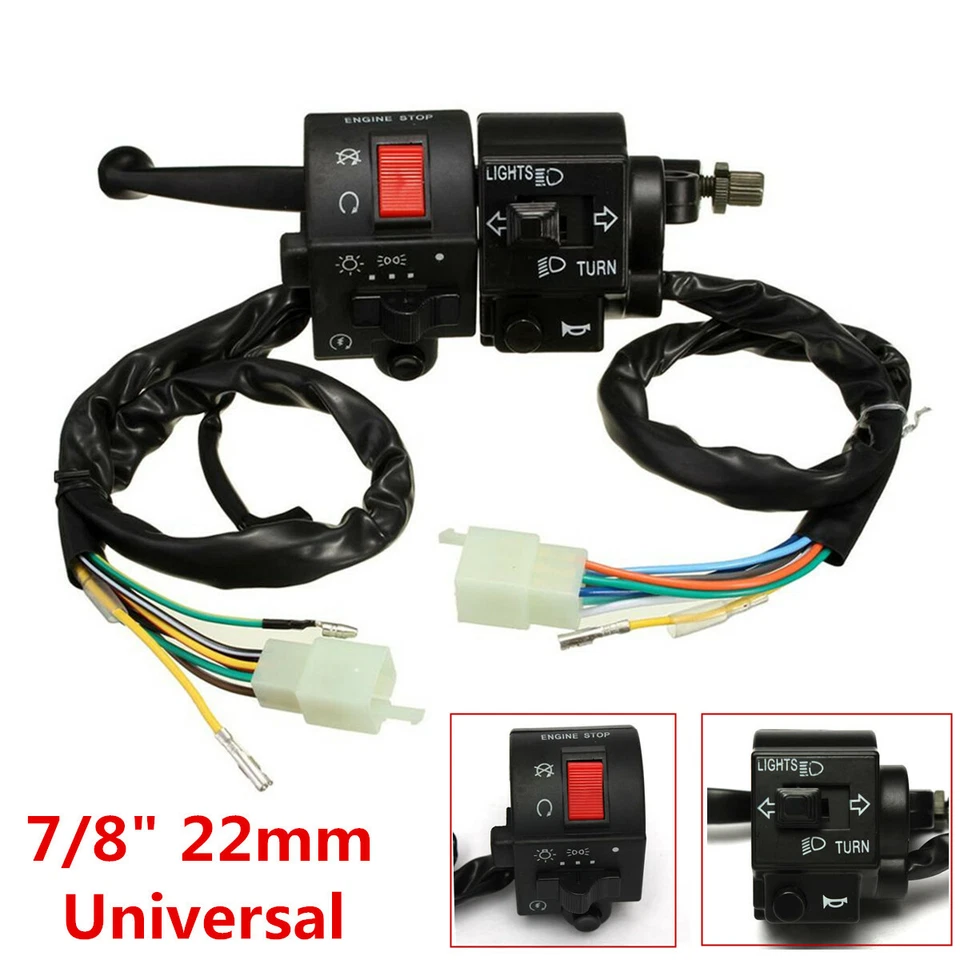 12V Universal 7/8" Motorcycle Handlebar Horn Turn Signal Start Switch For Suzuki - Image 2 of 4