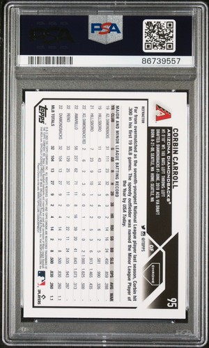 CORBIN CARROLL 2023 Topps Chrome Rookie RC #95 REFRACTOR PSA 9📈 - Bild 2 von 2