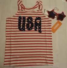 Gymboree Girls Red White  Cute USA July 4th Shirt Sunglasses Size 5 7 Choice