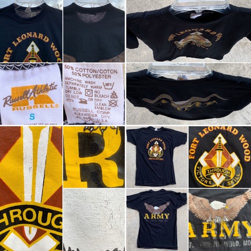 Vintage Fort Leonard Wood Missouri Army T Shirt Bald Eagle On Back 70s 80s S - Picture 5 of 12
