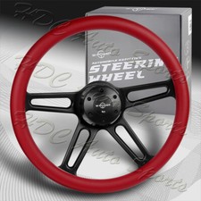 W-power 457mm Red Leather Grip 5-hole Black 4-spoke 18 Steering Wheel Horn W-power 457mm Red Leather Grip 5-hole Black 4-spoke 18 Steering Wheel Horn
