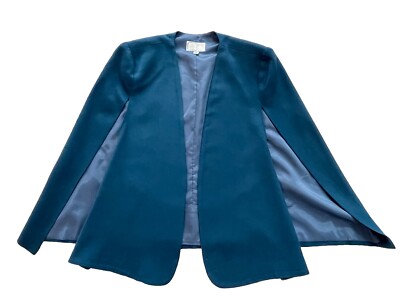 ALBERTO MAKALI Top Cape Jacket With Slits Made In USA 100% Wool Lined Size M