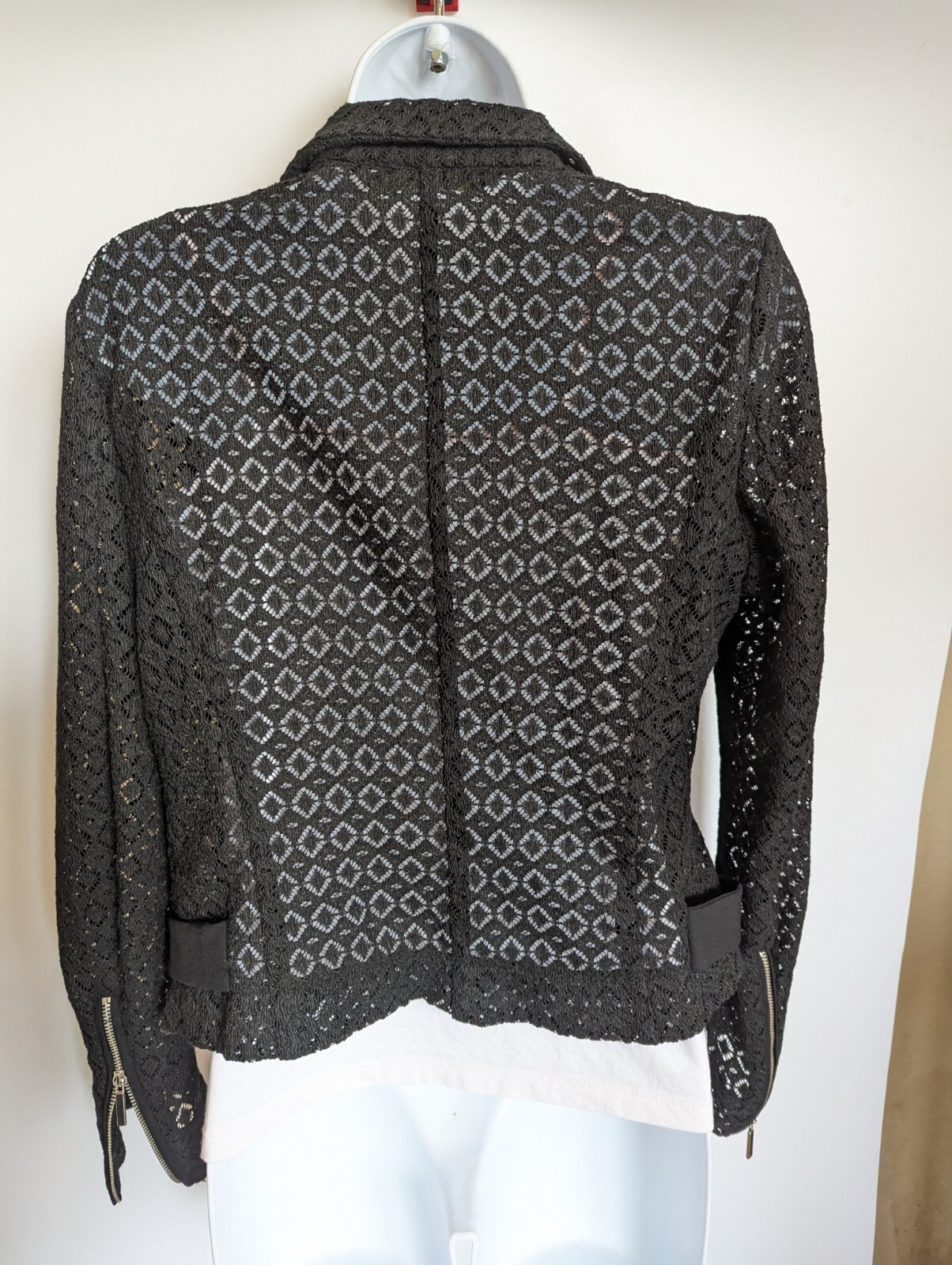Zara Basic Lace Zipper Black Top Jacket Size M - image 5