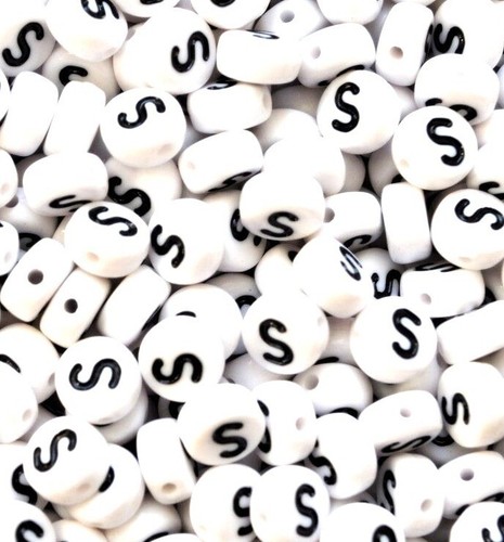 500, 1000 7mm white flat round mixed & single letters acrylic alphabet beads A-Z - Picture 40 of 57