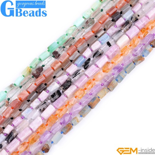 Natural Assorted Gemstone Faceted Tube Column Beads for Jewelry Making 8x12mm - Picture 3 of 192