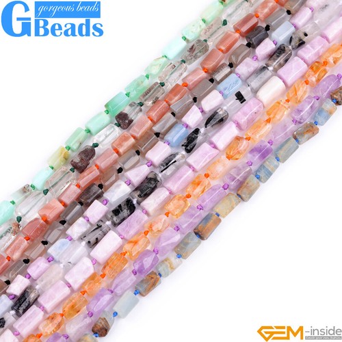 Natural Assorted Stone Faceted Tube Column Beads for Jewelry Making 15” 8x12mm - 第 1/383 張圖片