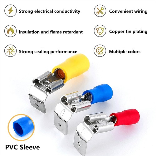 Semi-Insulated Quick Splice Wire Crimp Connectors Piggyback Spade Terminals - Picture 9 of 15
