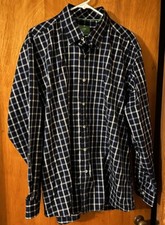 Forsyth Of Canada Dress Shirt Mens XL Blue Plaid Non Iron Button Up