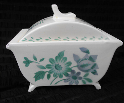 Deckel Dose Art Deco, Gebäckdose, Paetsch Frankf. Oder, Spritz- Blumendekor