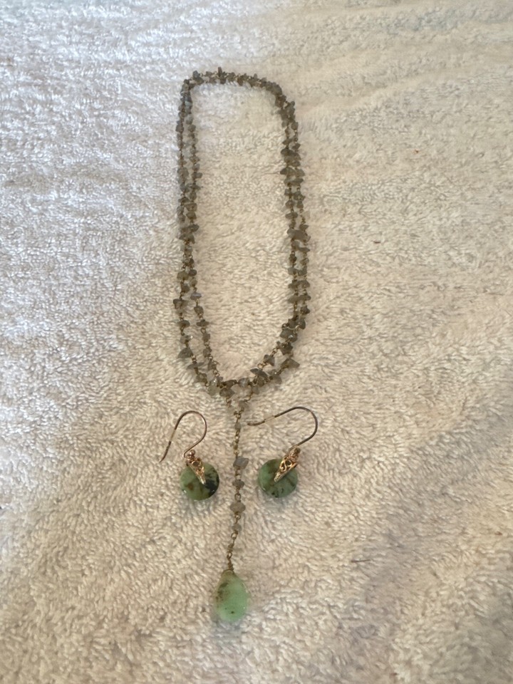 Labradorite & Jade Agate Earring