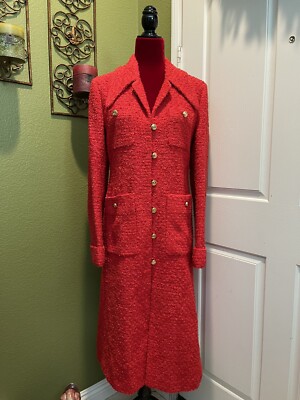 100% Authentic GUCCI Runway Belted Red Tweed Coat $4980+Tax Size