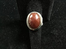 Large 925 Sterling Silver Carnelian Faceted Ring w/gold accents 11.7 gms Size 9