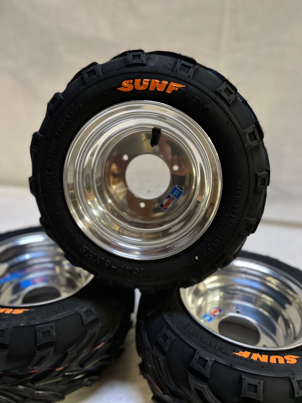 Honda ATC 70 DWT Polished Aluminum Front and Rear Tires Rims 16x78